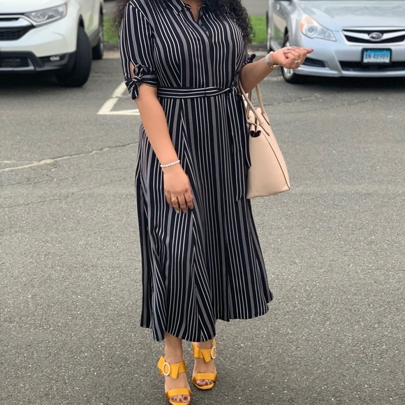 Calvin Klein Pinstripe Shirt Dress - Picture 4 of 4